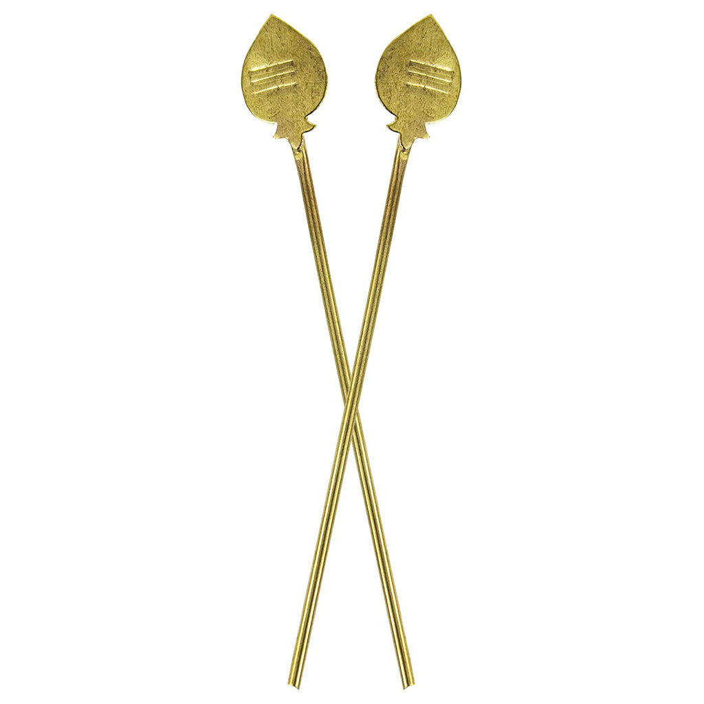 (Pack of 2) Golden Brass Lord Murugan Vel for Pooja Brass Vel (Size 8.5 cm / 3.2 inch) Mangal Fashions | Indian Home Decor and Craft