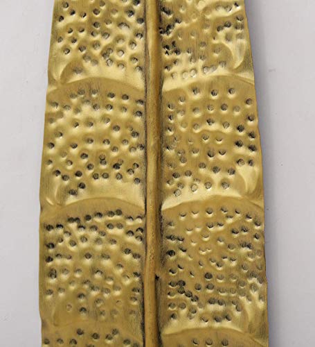 (Pack of 2) Metal Iron Brass Golden Leaf Decorative Wall Art (Small) Mangal Fashions | Indian Home Decor and Craft