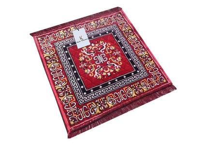 Pack of 2 - Traditional Carpet / Pooja Mat (60x60 cm) | Square Shape & Soft Velvet Material | Meditation Prayer Mat Mangal Fashions | Indian Home Decor and Craft