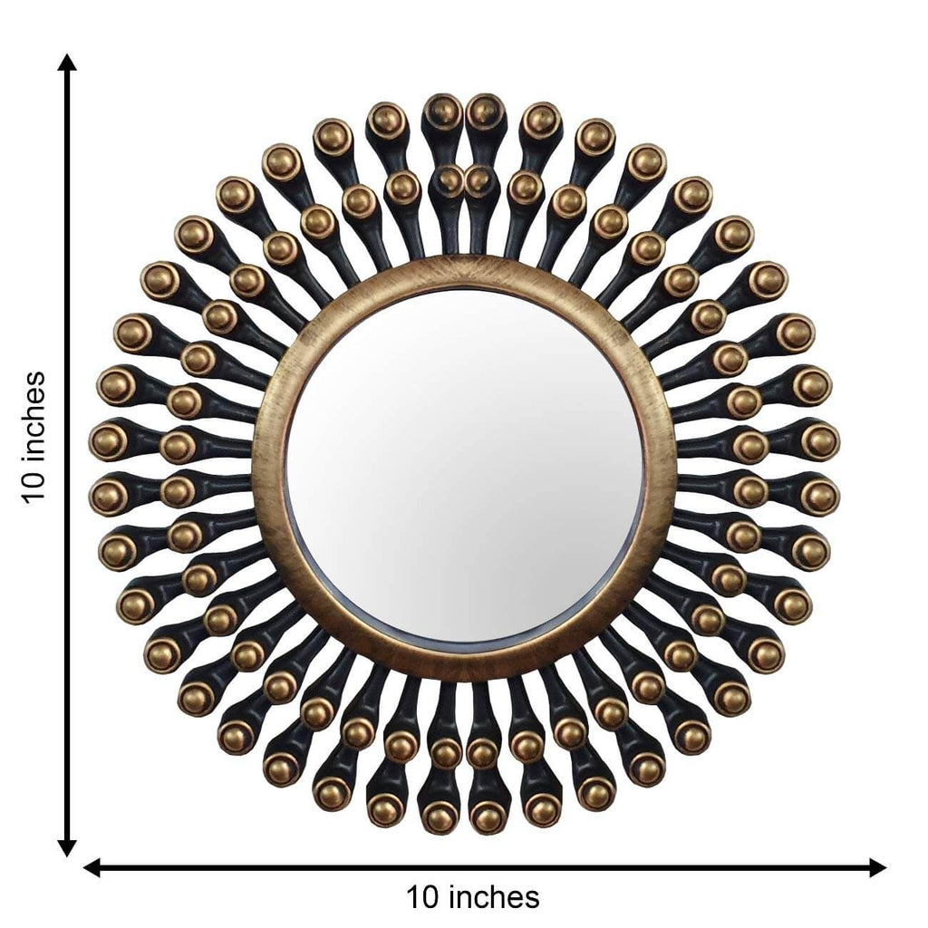 Pack of 3 - Decorative Round Back Gold Wall Mirror for Living Room (Size 10 x 10 Inch) Mangal Fashions | Indian Home Decor and Craft