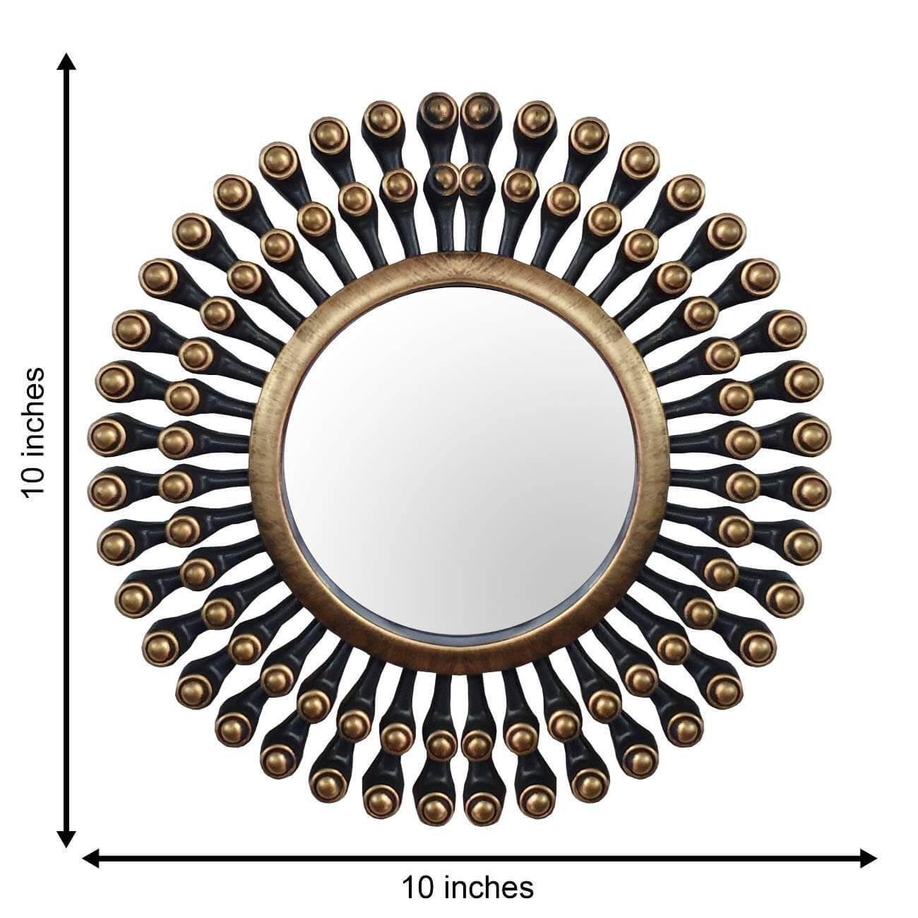 Pack of 3 - Decorative Round Back Gold Wall Mirror for Living Room (Size 10 x 10 Inch) Mangal Fashions | Indian Home Decor and Craft