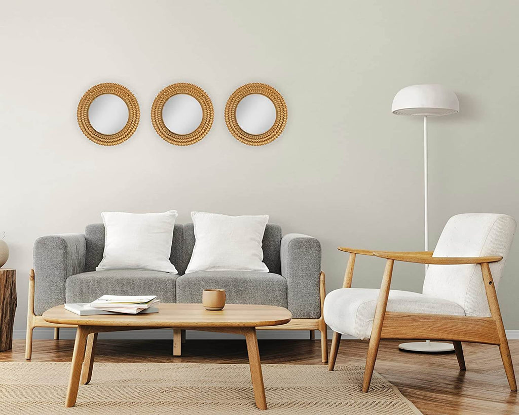 Pack of 3 - Fiber Wall Mirror Hanging for Home Decorations Item with Hook (9 x 9 Inch) Mangal Fashions | Indian Home Decor and Craft