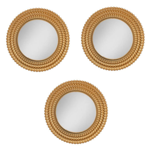 Pack of 3 - Fiber Wall Mirror Hanging for Home Decorations Item with Hook (9 x 9 Inch) Mangal Fashions | Indian Home Decor and Craft