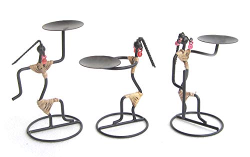 Pack of 3 - Metal Decorative Bunda Ladies Tealight Candle Holders Candle Stand Mangal Fashions | Indian Home Decor and Craft