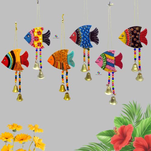 (Pack of 6) 12 Inch Fish Decorative Wall Hanging Decor for Balcony, Garden, Living Room Mangal Fashions | Indian Home Decor and Craft