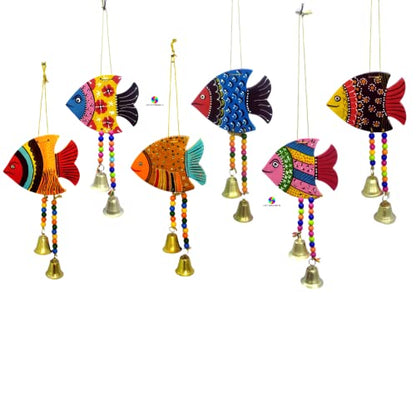 (Pack of 6) 12 Inch Fish Decorative Wall Hanging Decor for Balcony, Garden, Living Room Mangal Fashions | Indian Home Decor and Craft