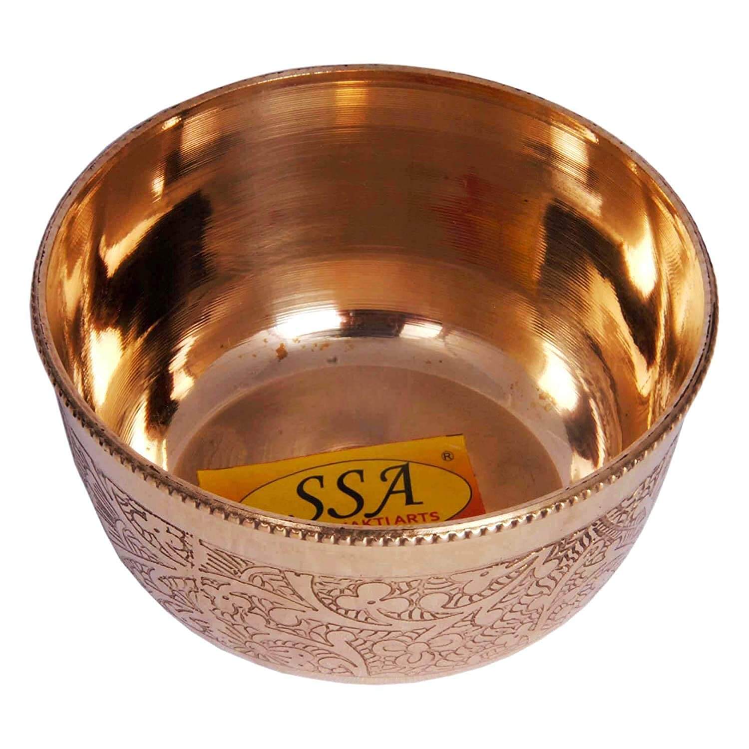 Pack of 6 - Brass Embossed Flower Design Handmade Decorative Serving Indian Food Bowl Katori (Gold, 150 ml) Mangal Fashions | Indian Home Decor and Craft
