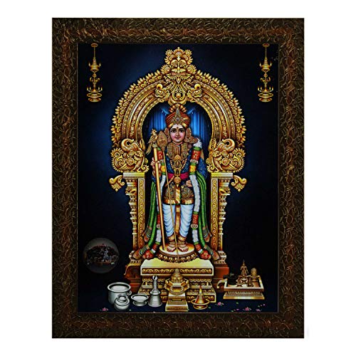 Palani Murugan in Raja Alankaram Painting - Synthetic Wood, 27x30.5x1cm, Multicolour (Without Glass) Mangal Fashions | Indian Home Decor and Craft