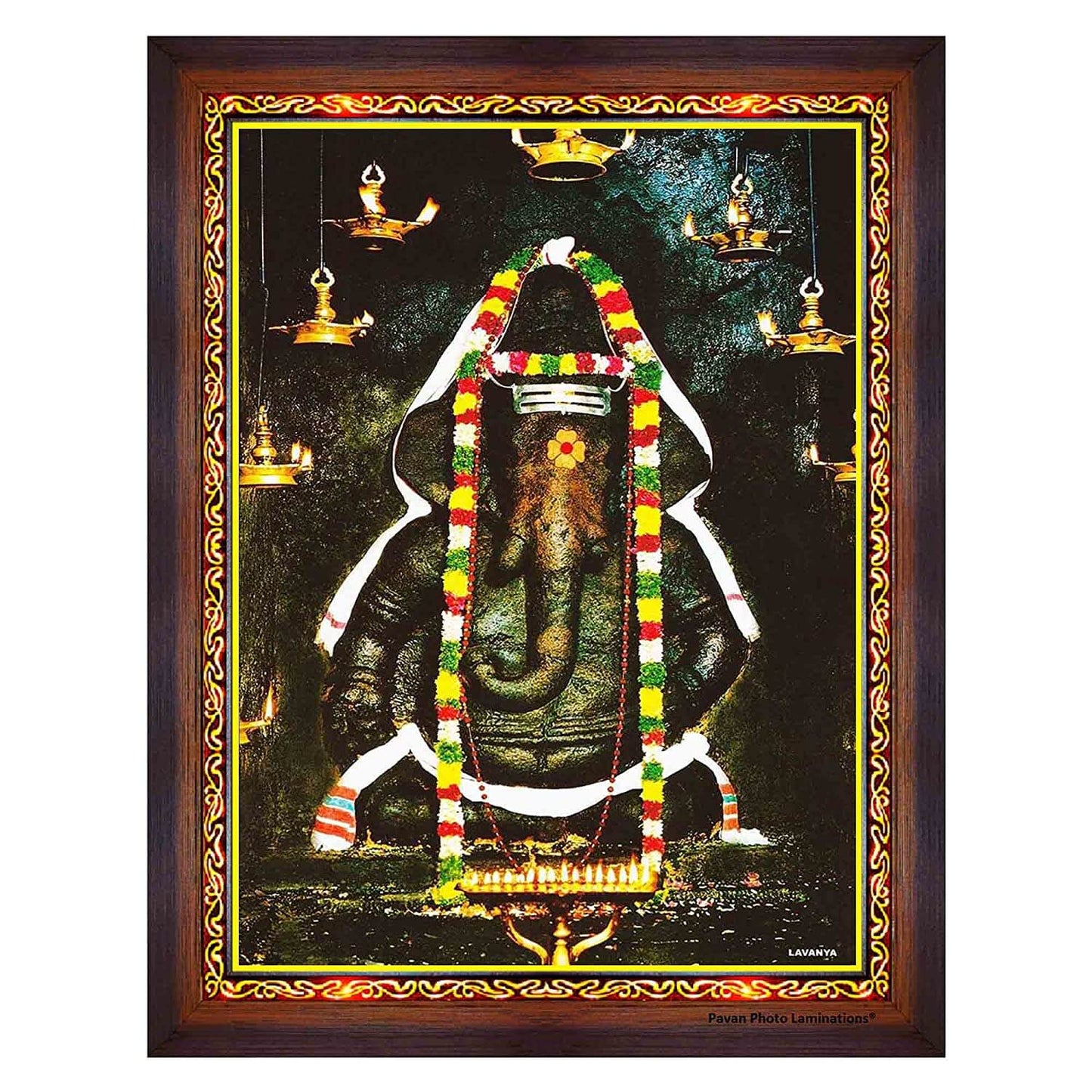Pillayarpatti Karpaga Vinayagar Ganesha Hanging Photo Frame for Home Temple, Home Decoration, Wall Decoration, Gift Items (Large, 10x12in) Mangal Fashions | Indian Home Decor and Craft