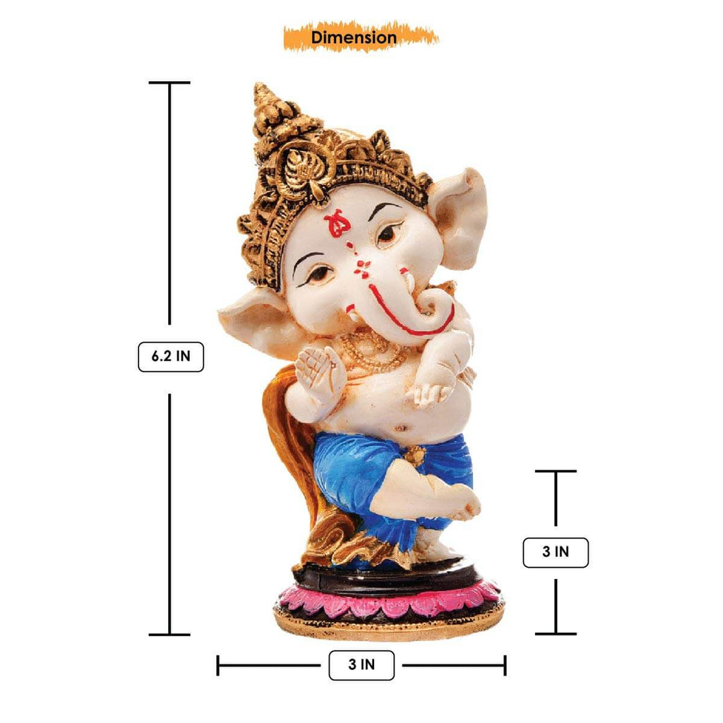 Polyresin Eco Friendly Lord Ganesha Statue Idol Figurine for Home Temple and Car Dashboard (Multicolor) Mangal Fashions | Indian Home Decor and Craft