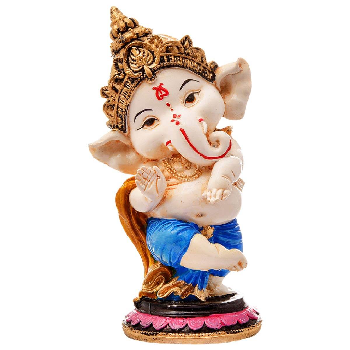 Polyresin Eco Friendly Lord Ganesha Statue Idol Figurine for Home Temple and Car Dashboard (Multicolor) Mangal Fashions | Indian Home Decor and Craft