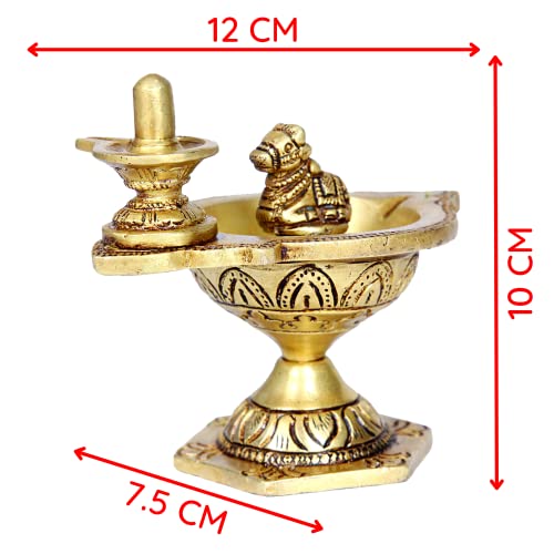 Pradosha Vilakku Brass Brass Shivling Diya | Sivalinga Vilakku 10 cm Height, Gold Color Mangal Fashions | Indian Home Decor and Craft