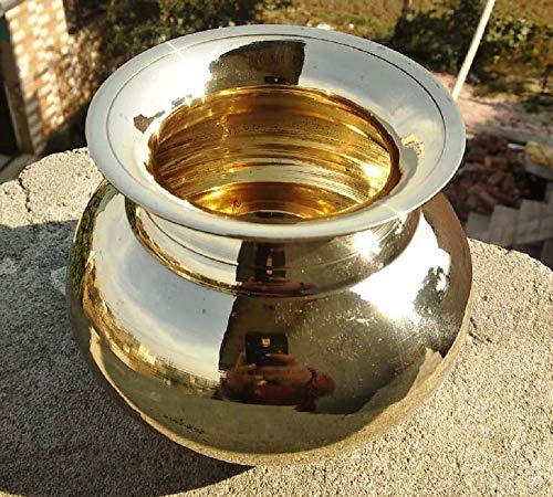 Pure Brass Pooja Kalash | Lota - Plain 4.5 inch with 500ml Capacity Mangal Fashions | Indian Home Decor and Craft