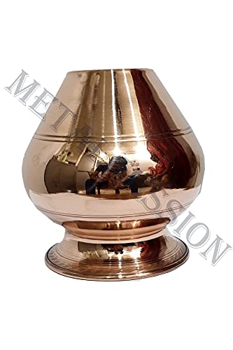 Pure Copper Kumkuma Kalash/Tamba Lota with Line Design (500 ml) Mangal Fashions | Indian Home Decor and Craft