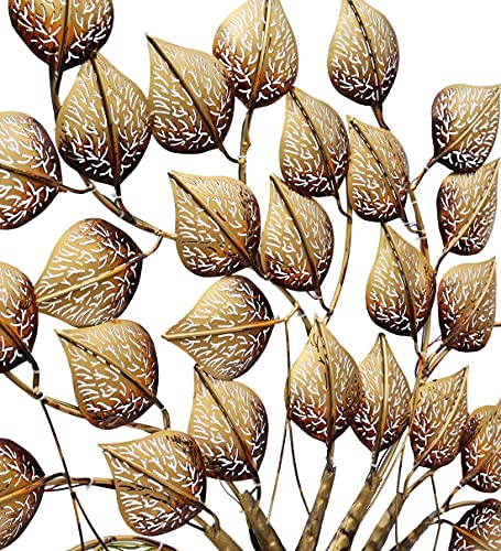 Rajasthani Ethnic Handcrafted Powder Coated Metal Decorative Tree Wall Art (Golden with LED, 55x2x38 Inch) Mangal Fashions | Indian Home Decor and Craft