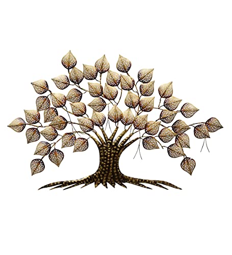 Rajasthani Ethnic Handcrafted Powder Coated Metal Decorative Tree Wall Art (Golden with LED, 55x2x38 Inch) Mangal Fashions | Indian Home Decor and Craft