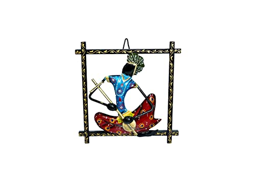 Rajasthani Musicians Metal showpiece for Home Decor (Black Frame, 9x9 inch) Mangal Fashions | Indian Home Decor and Craft