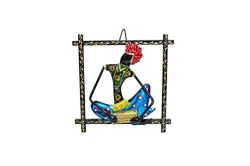 Rajasthani Musicians Metal showpiece for Home Decor (Black Frame, 9x9 inch) Mangal Fashions | Indian Home Decor and Craft