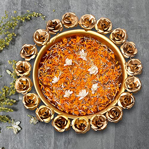 Rose Urli Bowl (Pack of 1) Decorative Bowl for Floating Flowers and Tea Light Candles Home, Traditional Urli Bowl , Diwali Urli , Gift for Diwali Mangal Fashions | Indian Home Decor and Craft
