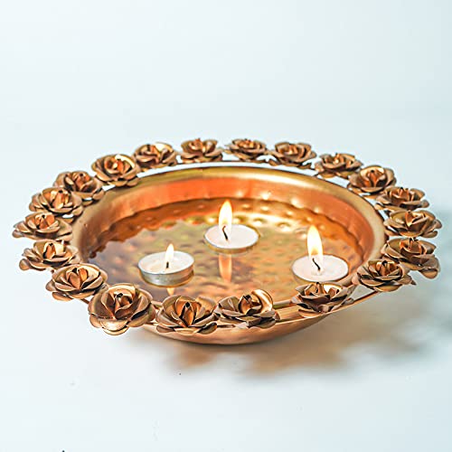 Rose Urli Bowl (Pack of 1) Decorative Bowl for Floating Flowers and Tea Light Candles Home, Traditional Urli Bowl , Diwali Urli , Gift for Diwali Mangal Fashions | Indian Home Decor and Craft