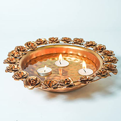 Rose Urli Bowl (Pack of 1) Decorative Bowl for Floating Flowers and Tea Light Candles Home, Traditional Urli Bowl , Diwali Urli , Gift for Diwali Mangal Fashions | Indian Home Decor and Craft