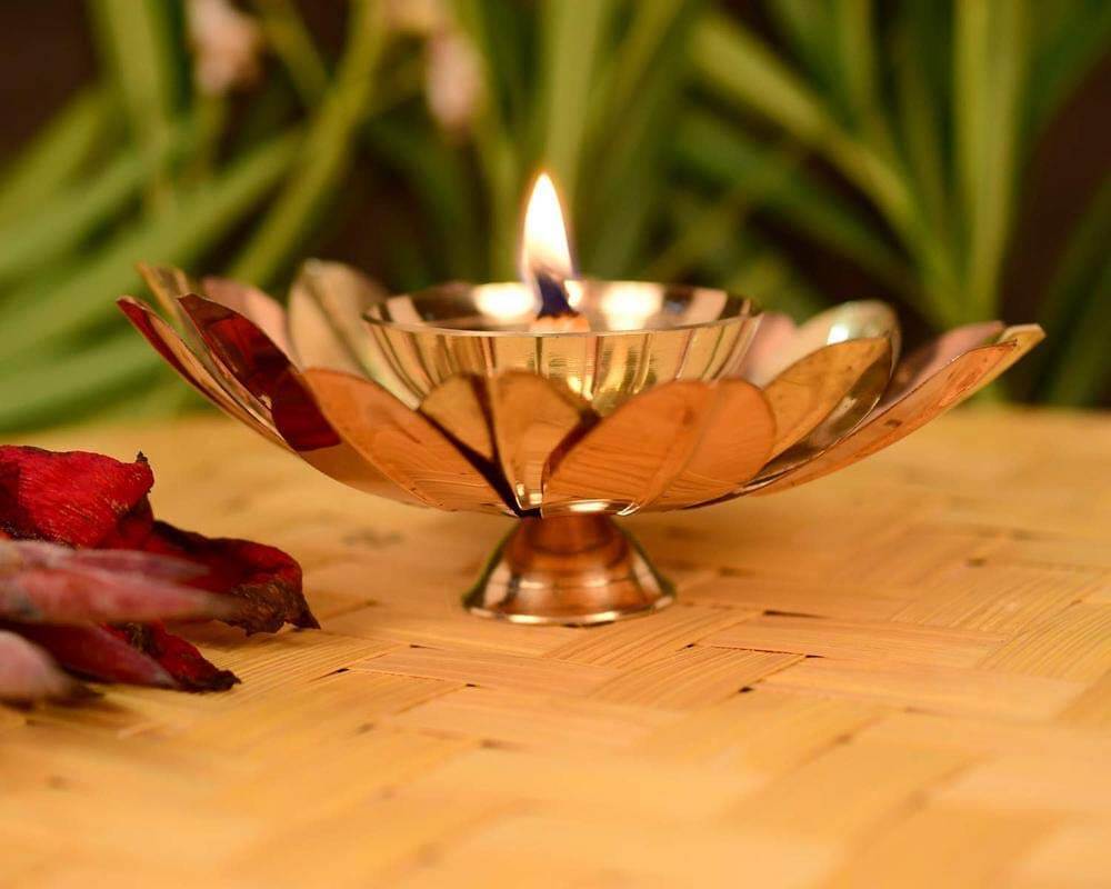 Set of 12 Brass Diya for Puja - Diyas Lamp Lotus Shape - Deepak for Pooja, Return Gifts (3 X 3 X 1.5 Inch) Mangal Fashions | Indian Home Decor and Craft