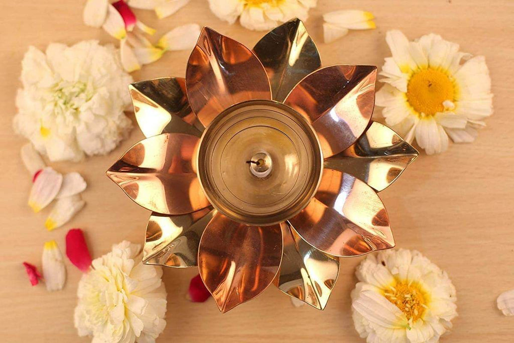 Set of 12 Brass Diya for Puja - Diyas Lamp Lotus Shape - Deepak for Pooja, Return Gifts (3 X 3 X 1.5 Inch) Mangal Fashions | Indian Home Decor and Craft