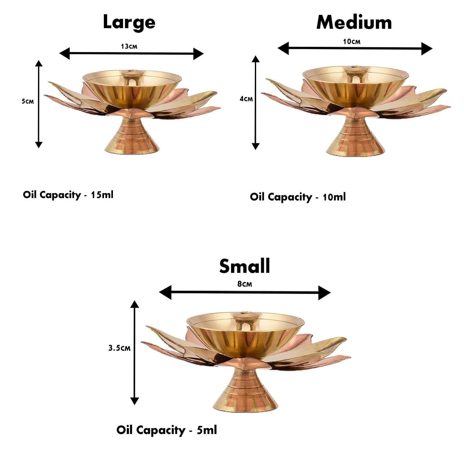 Set of 12 Brass Diya for Puja - Diyas Lamp Lotus Shape - Deepak for Pooja, Return Gifts (3 X 3 X 1.5 Inch) Mangal Fashions | Indian Home Decor and Craft