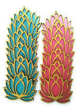 Set of 12 Golden Lotus Wooden Cutout | Rose Pink (6) Ocean Blue (6) | DIY Decoration Kit for Diwali, Dashera, Rangoli, Pooja, Wedding | Return Gift Mangal Fashions | Indian Home Decor and Craft