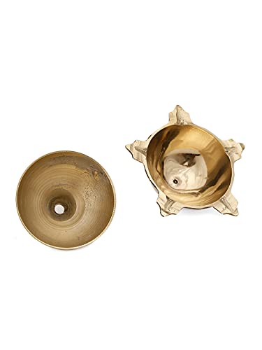 (Set of 2) 5 Face Brass Deepak Oil Lamp (6 cm Height, Gold) Mangal Fashions | Indian Home Decor and Craft