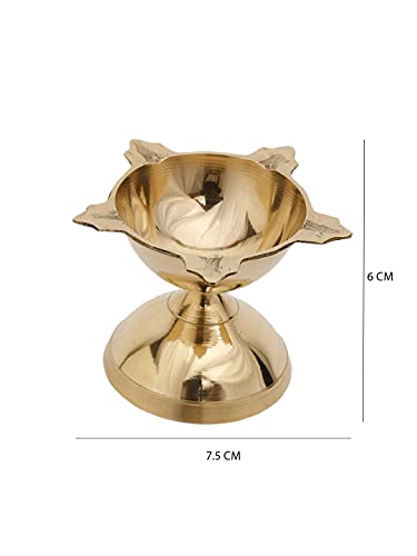 Set of 2) 5 Face Brass Deepak Oil Lamp (6 cm Height, Gold) – Mangal Fashions