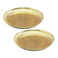 Set of 2 - 6 Inch Handmade Brass Puja Thali with Flower Embossed Design for Home and Office Decoration (Gold) Mangal Fashions | Indian Home Decor and Craft