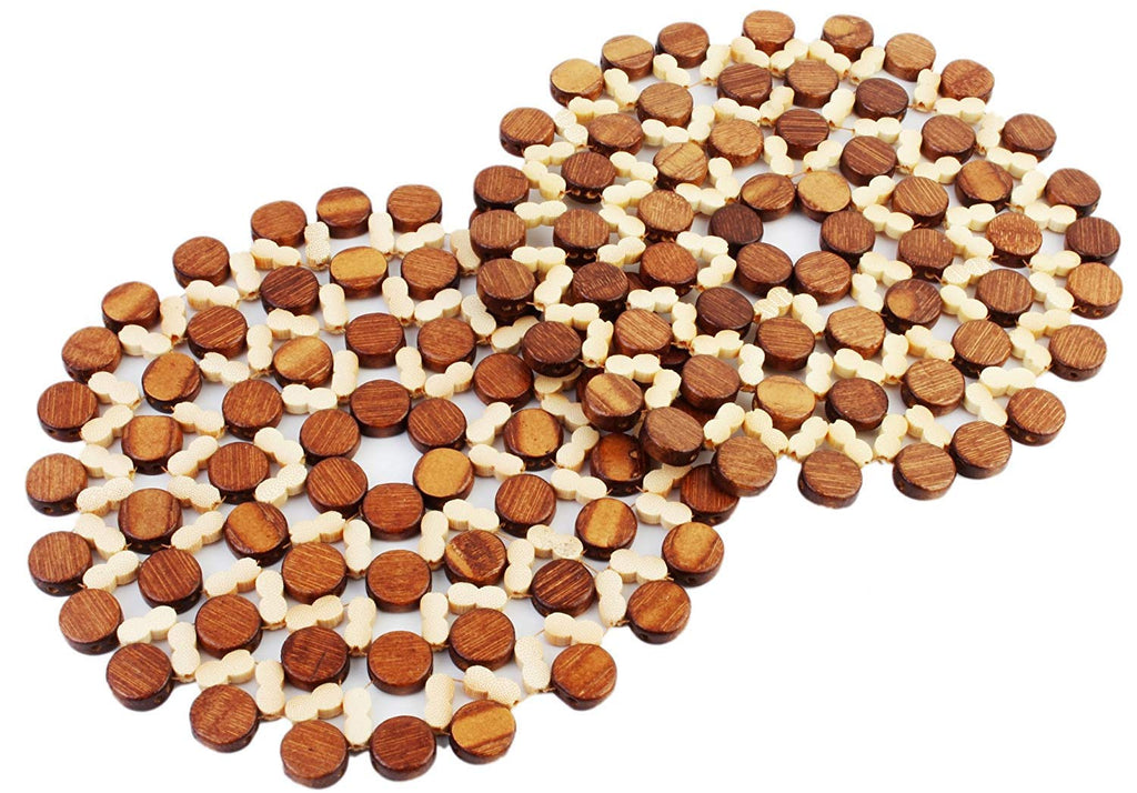 Set of 2 - Round 8 Inch - Kitchen Bamboo Pan Pot Holder Heat Insulation Pad Mangal Fashions | Indian Home Decor and Craft