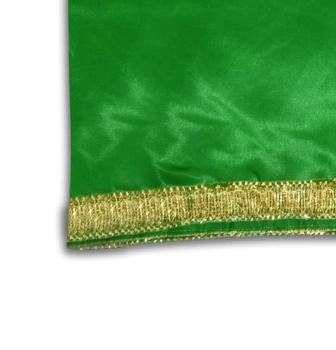 Set of 2 - Satin Pooja Cloth (39 x 39 Inches) for Home, Mandir || Backdrop Cloth for Decoration (Orange + Green) Mangal Fashions | Indian Home Decor and Craft