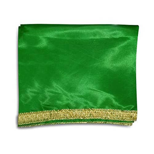 Set of 2 - Satin Pooja Cloth (39 x 39 Inches) for Home, Mandir || Backdrop Cloth for Decoration (Orange + Green) Mangal Fashions | Indian Home Decor and Craft