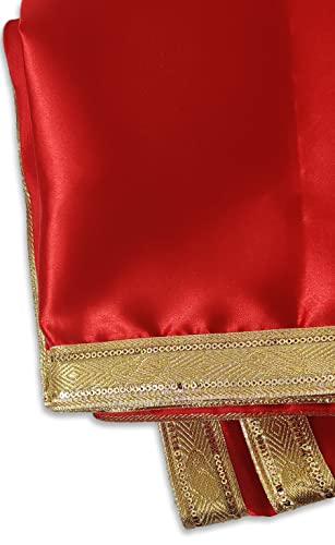 Set of 2 - Satin Pooja Cloth (39 x 39 Inches) for Home, Mandir || Backdrop Cloth for Decoration (Orange + Red) Mangal Fashions | Indian Home Decor and Craft