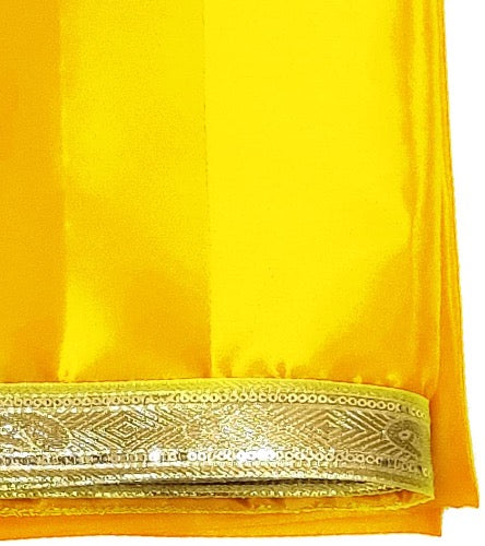 Set of 2 - Satin Pooja Cloth (39 x 39 Inches) for Home, Mandir || Backdrop Cloth for Decoration (Orange + Yellow) Mangal Fashions | Indian Home Decor and Craft