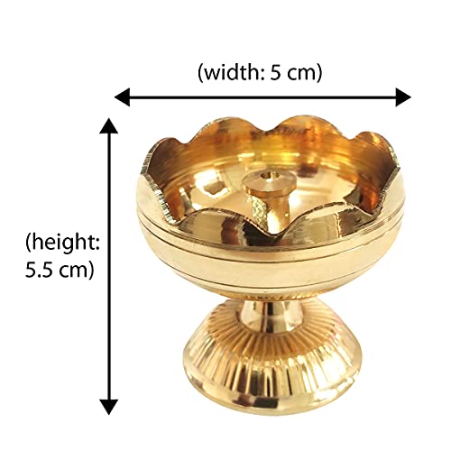 (Set of 2) - Solid Brass Flower Design Diya Deepak Pooja Oil lamp (5 cm Height) Mangal Fashions | Indian Home Decor and Craft