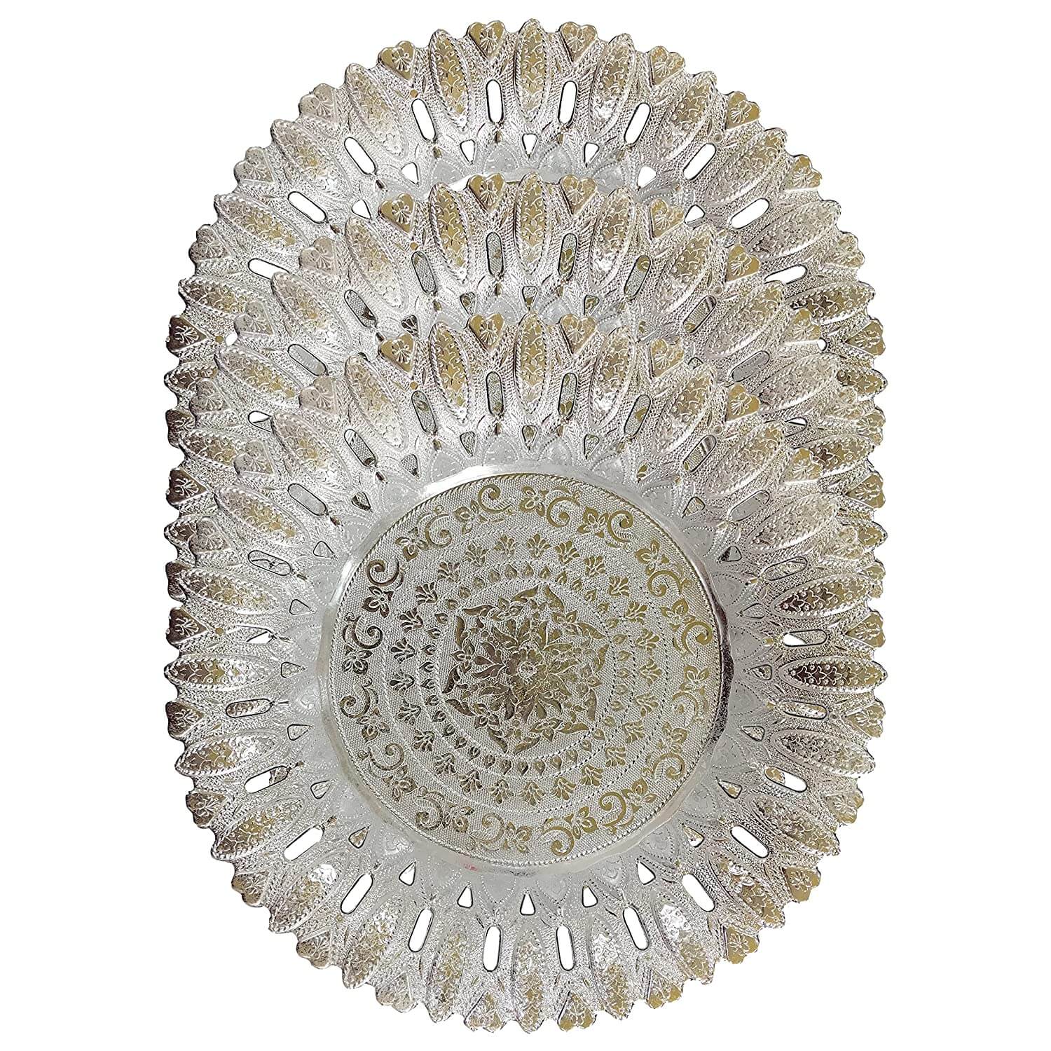 Set of 3 - 11 Inch (28 cm) Round Decorative Plastic Silver Finish Serving Tray for Mukhwas, Dry Fruit, Platters for Home Decoration, Return and Festive Gifts Mangal Fashions | Indian Home Decor and Craft