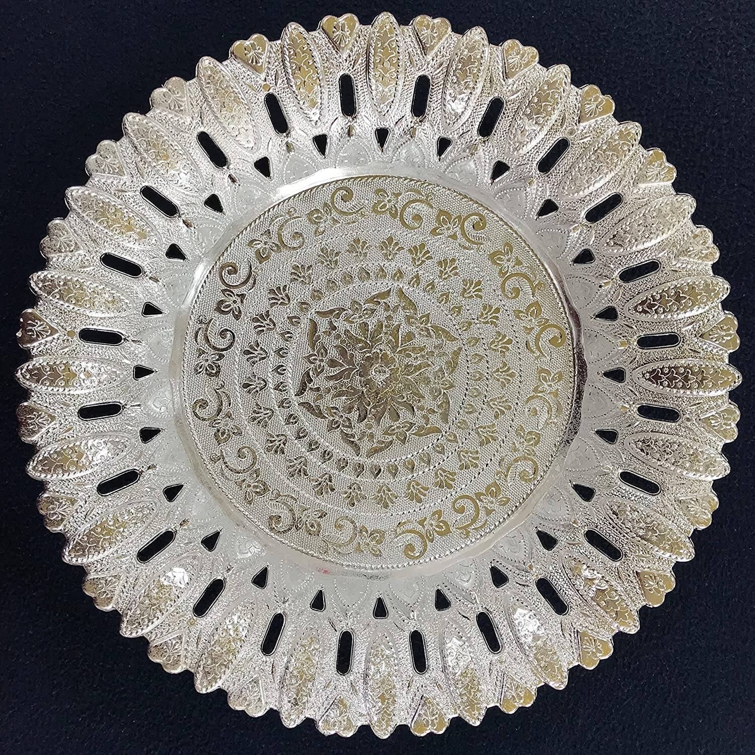 Set of 3 - 11 Inch (28 cm) Round Decorative Plastic Silver Finish Serving Tray for Mukhwas, Dry Fruit, Platters for Home Decoration, Return and Festive Gifts Mangal Fashions | Indian Home Decor and Craft