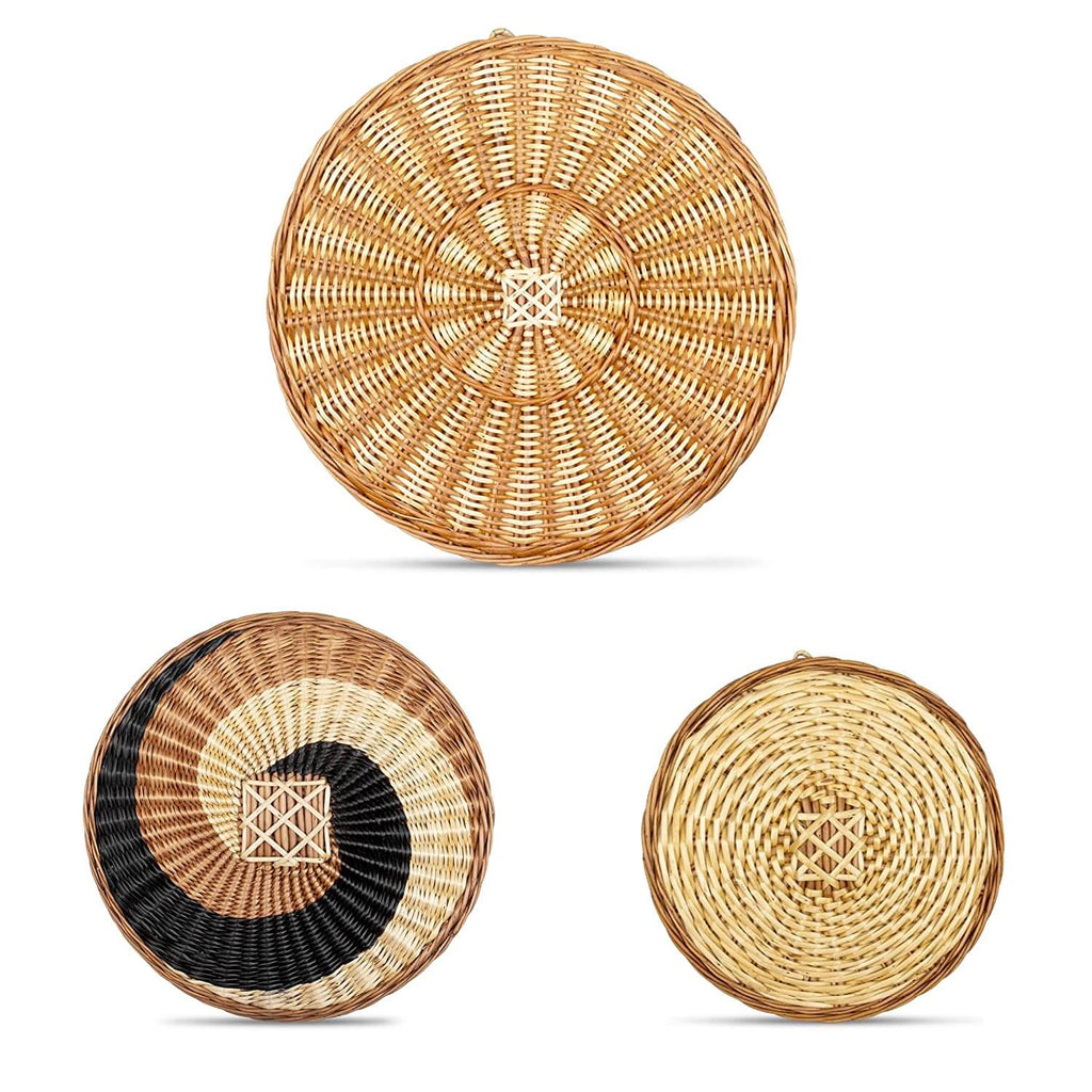 Set of 3 (9, 12 & 15 Inch) Handmade Kashmiri Willow Wicker Wall Hanging Decor For Living Room, Bedroom & Home Decoration Mangal Fashions | Indian Home Decor and Craft