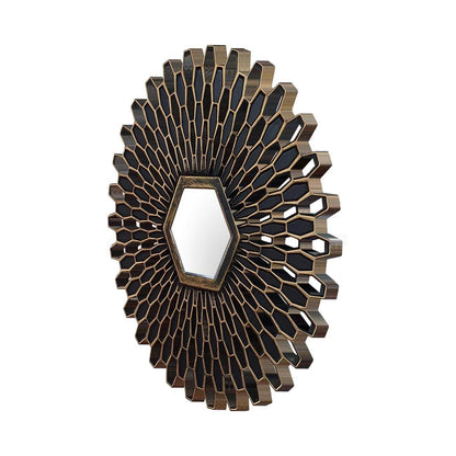 Set of 3 - Decorative Wall Mirror for Living Room Round Gold & Black (10 x 10 Inch) Mangal Fashions | Indian Home Decor and Craft