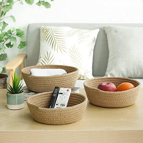 Set of 3 (S, M, L) - Designer Jute Baskets | Storage / Shelves Baskets | Fruit Baskets (Beige) Mangal Fashions | Indian Home Decor and Craft