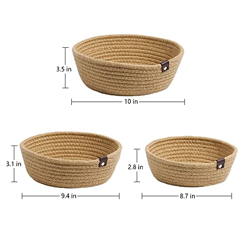 Set of 3 (S, M, L) - Designer Jute Baskets | Storage / Shelves Baskets | Fruit Baskets (Beige) Mangal Fashions | Indian Home Decor and Craft