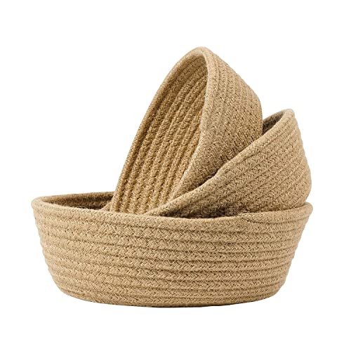 Set of 3 (S, M, L) - Designer Jute Baskets | Storage / Shelves Baskets | Fruit Baskets (Beige) Mangal Fashions | Indian Home Decor and Craft