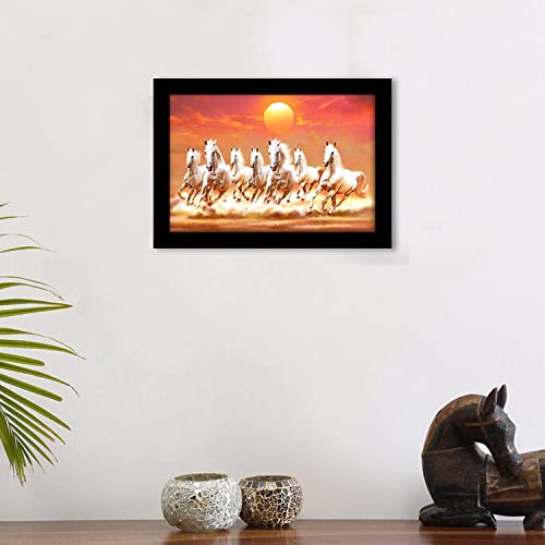 Seven Horses Running Lucky Vastu Art Framed Painting (12 Inch x 18 Inch) multicolor Mangal Fashions | Indian Home Decor and Craft