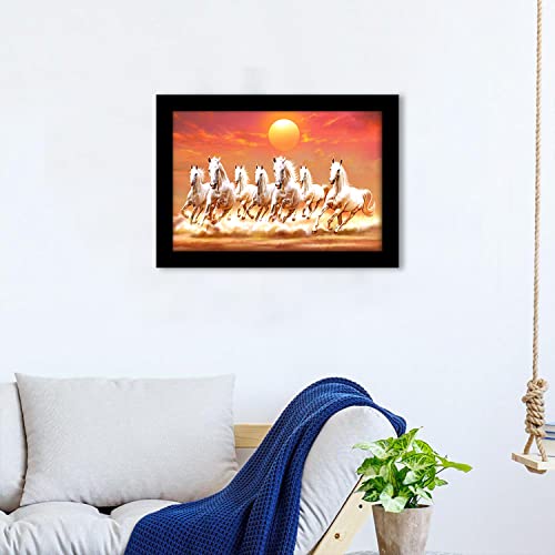 Seven Horses Running Lucky Vastu Art Framed Painting (12 Inch x 18 Inch) multicolor Mangal Fashions | Indian Home Decor and Craft