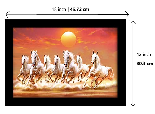 Seven Horses Running Lucky Vastu Art Framed Painting (12 Inch x 18 Inch) multicolor Mangal Fashions | Indian Home Decor and Craft