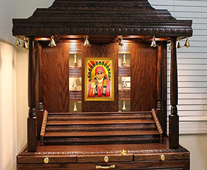 Shirdi Sai Baba Aluminum Plated Wood Photo Frame (35 x 25 x 1 cm, Multicolour) Mangal Fashions | Indian Home Decor and Craft