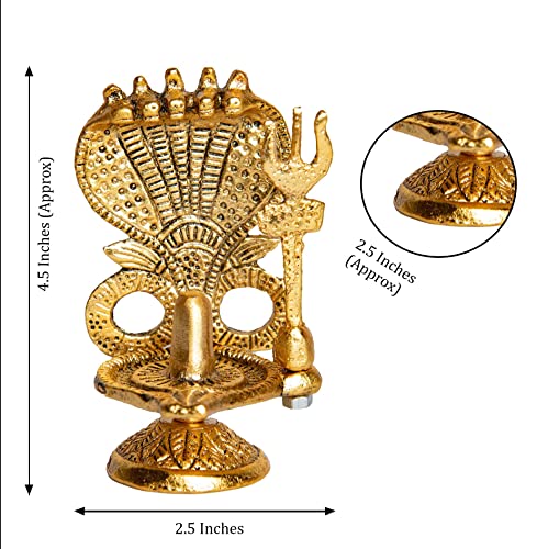 Shivling with Sheshnag (5 Headed Snake) and Trishul Statue Figurines for Home Decor / Car Decor Sculpture (4.5 Inch) Mangal Fashions | Indian Home Decor and Craft